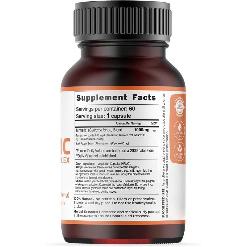 Cápsulas de Cúrcuma 1000mg Con - Turmeric Curcumin Capsule avaliação e preço