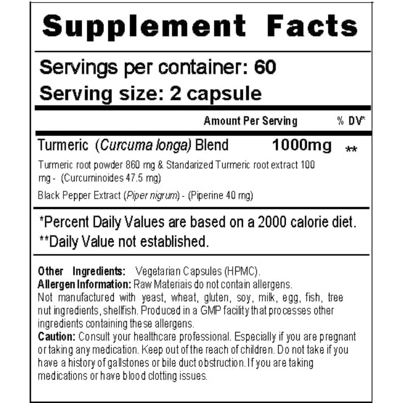 Cápsulas de Cúrcuma 1000mg Con - Turmeric Curcumin Capsule avaliação e preço
