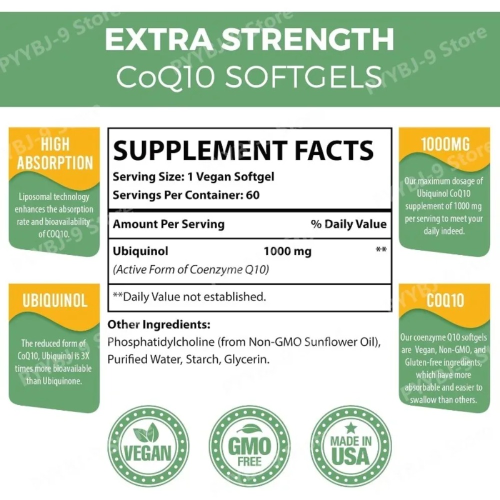 CoQ10 Ubiquinol 1000mg Vegano  - Coq10 Ubiquinol Softgel avaliação e preço